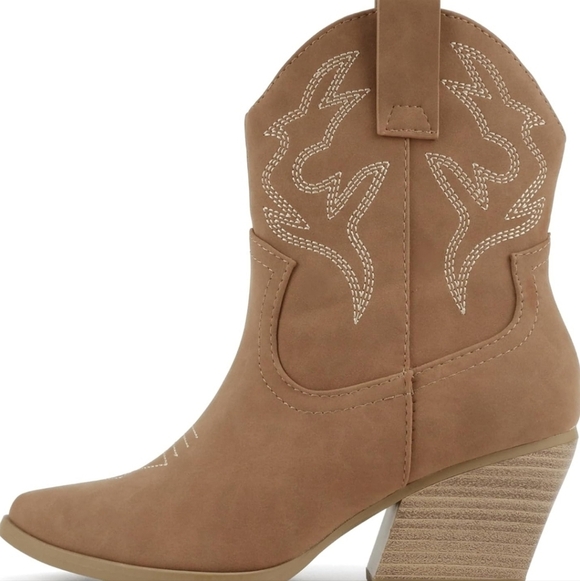 None Shoes - Tan Western Ankle Boots
